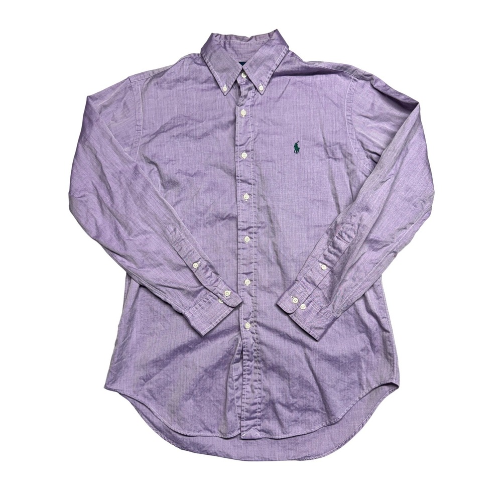 Ralph Lauren Mens Purple Herringbone Classic Fit Button Down Shirt 15.5 32/33